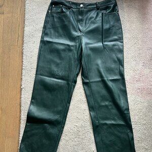 Avec Les Filles for Anthro Forest Green Faux Leather Straight Leg Pants - Size L